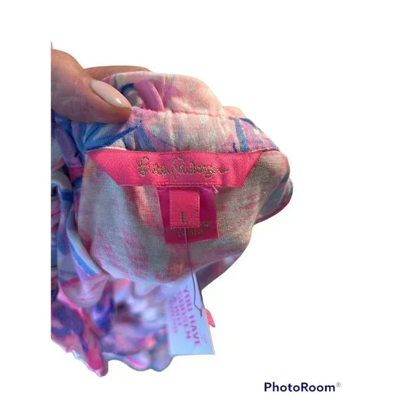 LILLY PULITZER SAIRA DRESS SZ LARGE SNAPPY TURTLE PINK ISLE NEW W/TAGS - Picture 7 of 10